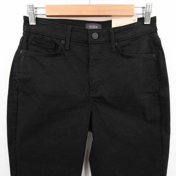 NYDJ Pants Black Capri Lift Tuck High Rise Relaxed Capri Joni Stretchy Size 2P - Picture 3 of 16